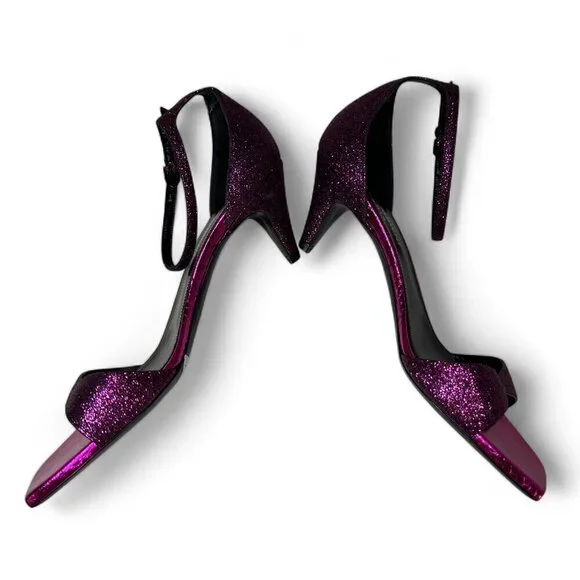 Saint Laurent Paris Glitter Fuchsia Kitten Heel Sandal EU 37.5 NWOB - Picture 12 of 16